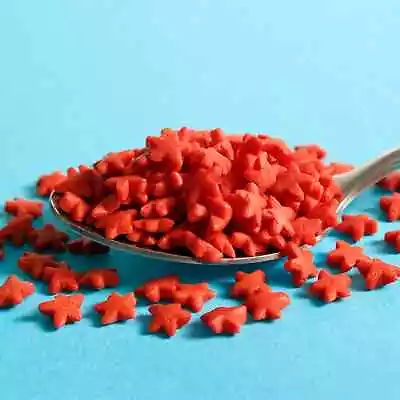 Red Stars Confetti Sprinkles Suitable For Vegans Gluten Dairy Free Mix Food Bake • £6.99