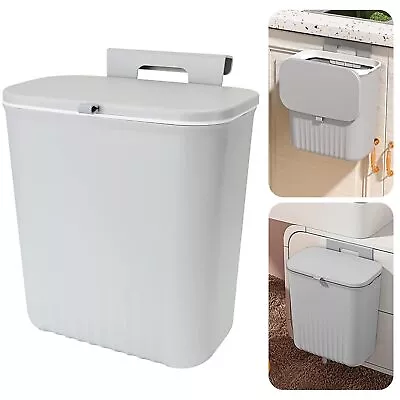 AKOLAFE 9L Plastic Kitchen Bin With Lid Wall Mounted Waste Bin Hanging Trash  • £19.22