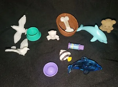 Vintage Barbie And Dollhouse Pet Accessory Lot Doves Dolphin Teddy Bear Bed  • $9.99