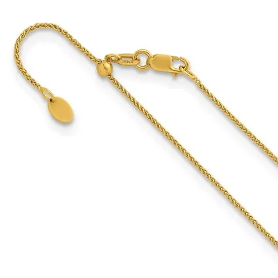 14k Yellow Gold Polished 1.1mm Wheat Adjustable To 24 Inch Chain Necklace 3.22g • $492