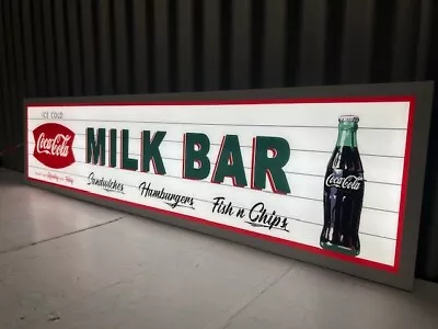 Coca Cola Milk Bar Light Up Premium Flat Hanging Sign Light Led • $299.99