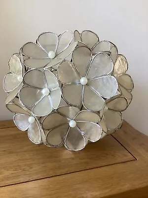 Capiz Ceiling Pendant Light Shade Lampshade Flowers Silver • £29.99