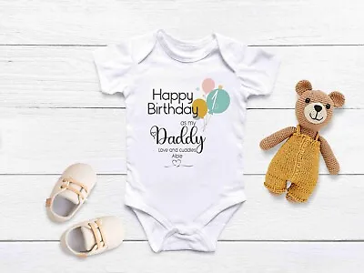 Personalised Happy 1st Birthday As My Daddy Mummy Baby  Gift Bib Vest • £6.99