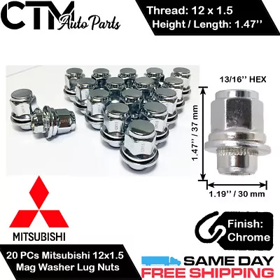 20pc Mitsubishi Chrome 12x1.5 Mag Seat Washer Lug Nuts For Mitsubishi Models • $21.99