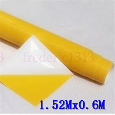 New 3D Premium Matte Yellow Carbon Fiber Vinyl Wrap Roll Bubble 1.52*0.6M • $16.27