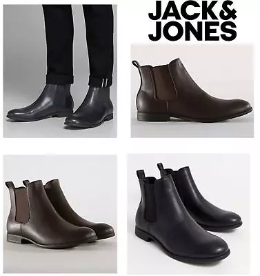 £34.99 • Buy Jack & Jones Mens Basic Chelsea Boots Shoes Rubber Sole Smart Faux Leather Shoes