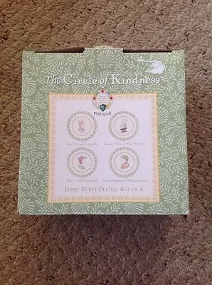 Pfaltzgraff Circle Of Kindness Set Of 4 Topsy Turvey 6.25  Plates.  New In Box. • $20.04