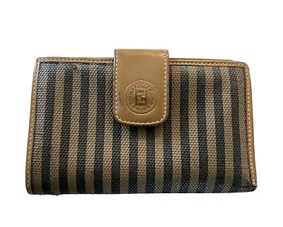 Vtg Fendi Pequin Stripe Bifold Wallet Coin & Card Slots • $75