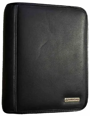 Franklin Covey Black Leather 8.5  X 6.5  Notebook Organizer Day Planner 6-Ring • $33.85