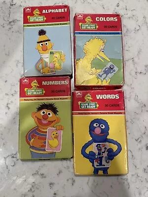 Lot Of 4 Vintage Flash Cards Sesame Street Colors Numbers Alphabet & Words 1981 • $20