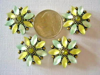 2 Hole Slider Beads 8-Petal Flower Olive  #4 • $6.95