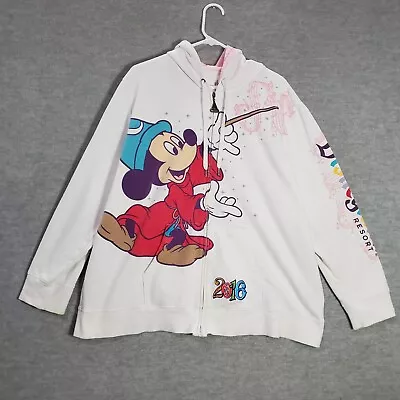Disney Parks Authentic Women Sweatshirt 3X White 2016 Mickey Mouse Hoodie READ • $19.96