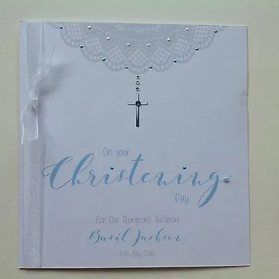 £3.95 • Buy PERSONALISED Handmade CHRISTENING NAMING DAY Baptism CARD Son Godson Grandson