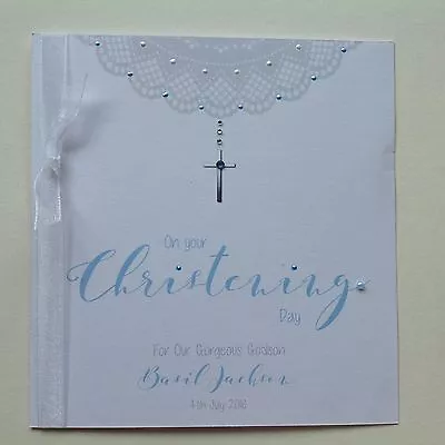 £3.95 • Buy PERSONALISED Handmade CHRISTENING NAMING DAY Baptism CARD Son Godson Grandson