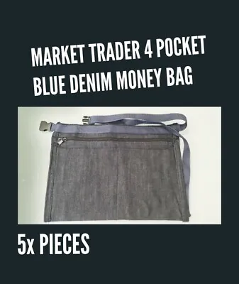 4 POCKET MARKET TRADER DENIM MONEY BAG POUCH 5x PIECES BELT BAGS • £20