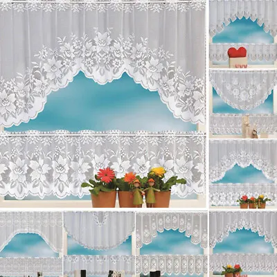 £7.19 • Buy 2PCS Lace Coffee Cafe Window Tier Curtain Set Kitchen Dining Room Home Decor