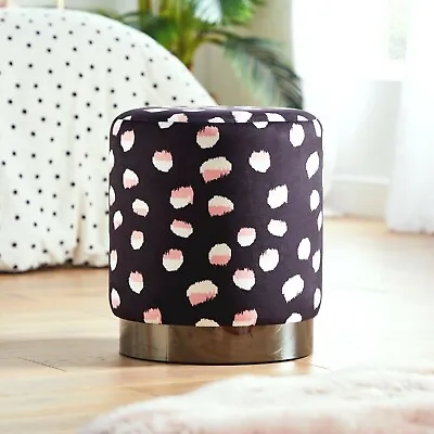Dressing Table Stool Velvet Round Makeup Vanity Seat Pouffe-Cherry Blossom Print • £18.99