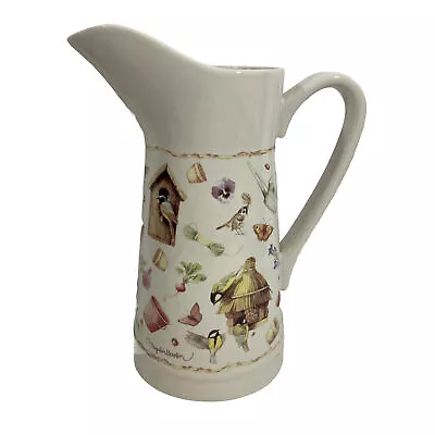 10   Inch Porcelain Marjolein Bastin Wildflower Birds  Pitcher /vase /hallmark • $19.74