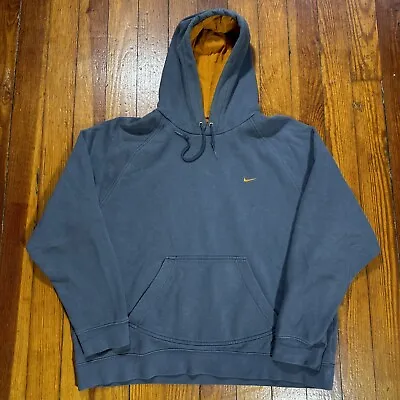 VINTAGE Nike Hoodie Mens XL Gray Orange Swoosh Rare Sweatshirt Y2K Gray Tag • $26.95