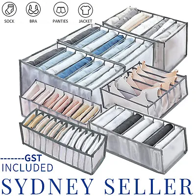$6.99 • Buy 6/7/9/11 Clothes Organiser Wardrobe Storage Box Clothing Drawer Divider Mesh AUS