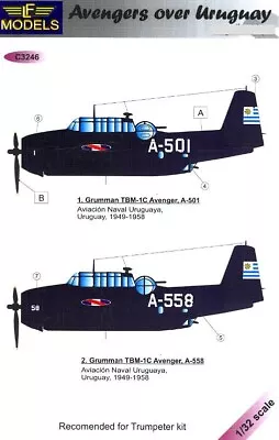 LF Models Decals 1/32 GRUMMAN TBM AVENGER OVER URUGUAY Part 2 • $19.50