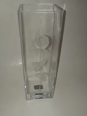 Mikasa  Endless Love Crystal Vase Raised Rose And Etching Beautiful 12  Label • $19.99