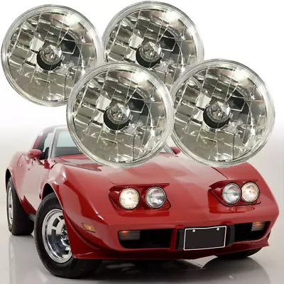 4Pcs 5.75  Inch Chrome Housing Diamond Cut Headlights For Chevrolet Corvette C3 • $56.99