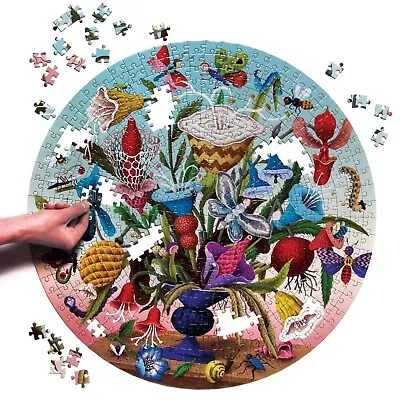 Crazy Bug Bouquet 500 Piece Round Jigsaw Puzzle By Eeboo • $47.99