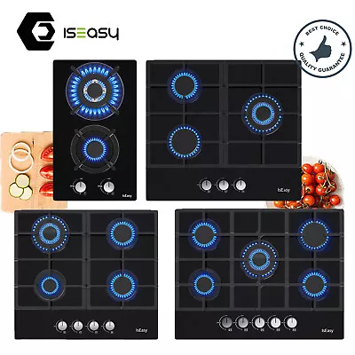 IsEasy Gas Cooktop Stove Tempered Glass Cooker Built-in LPG/NG Gas Cooker Black • $87.99