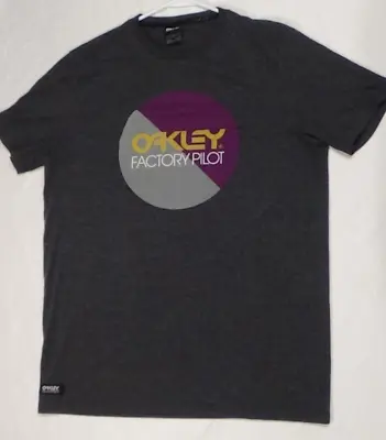 Oakley Factory Pilot Shirt Large Charcoal Gray Purple Gold Logo Short Sleeve Tee • $13