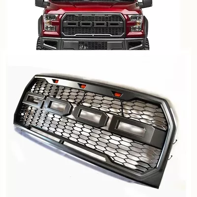 Painted Grey Raptor Style Grill For 15-17 F150 Upgrade Front Grille W/3 LED • $69.50