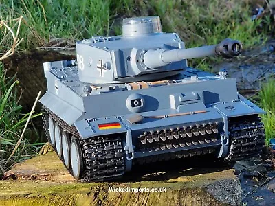 Heng Long 2.4G German Tiger 1 Tank SMOKE SOUND BB IR Radio Control V7 RC Tank UK • $349.08