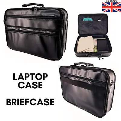 Black Laptop Bag 17.3' Briefcase Waterproof Side Bag Hand Bag Carrying Handle UK • £12.57