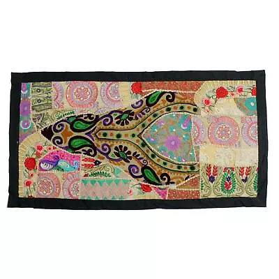 Vintage Embroidered Patchwork Indian Hippie Bohemian Tapestry Wall Hanging Ab • $19.99