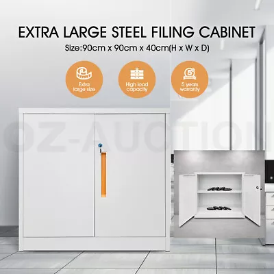 New 90cm Lockable Metal Filing Cabinet Office Home Furniture File Storage White • $209.95
