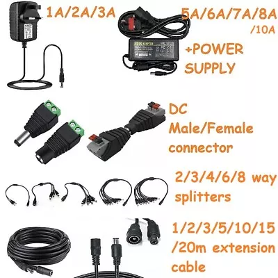 12V 1A-10A Adapter AC/DC UK Power Supply Charger For LED Strip CCTV Camera • £2.49