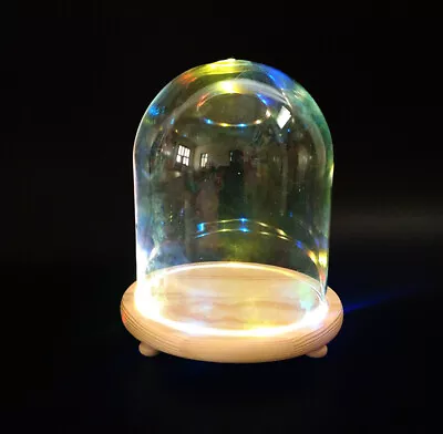£10.95 • Buy S/M/L Glass Dome Display Bell Jar Cloche Wooden Base Xmas DIY Plants Table Stand