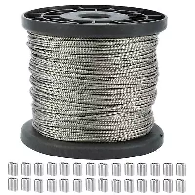 Wire Rope 1/16 Inch 304 Stainless Steel Cable 328FT Length Aircraft Cable Wit... • $23.75