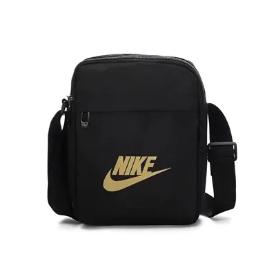 UK Men's Cross Body Messenger Nike Shoulder Bag Handbag White Gray Gold Logo • £12.58
