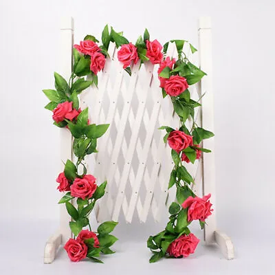 45 Flowers 8Ft Artificial Fake Flower Rose Hanging Garland Party Christmas Decor • £3.68