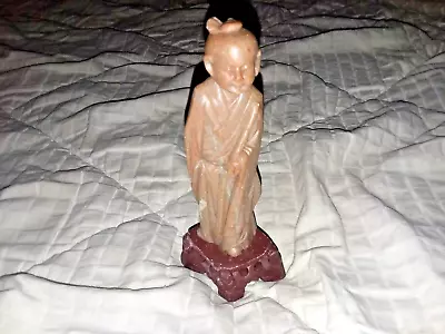 Standing Buddha Statue Holding Flute Made Of Marble With Pedestal • $90