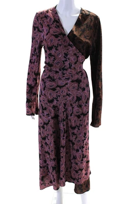 $59.99 • Buy Diane Von Furstenberg Womens Color Block Floral Maxi Wrap Dress Mauve Brown Sz 6