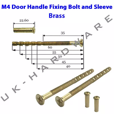 £2.99 • Buy M4 Through Door Handle Screw,Bolt With Sleeve Suitable Fixings For Doors Pozi