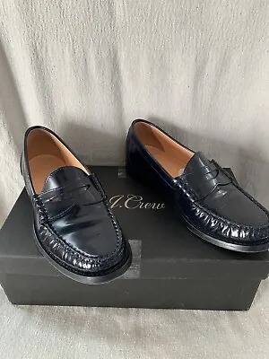 JCrew Winona Penny Loafers Spazzolato Leather /Navy 6.5 • $110