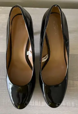 Merona Women's Size 10 High Heel Black Faux Patent Leather Round Toe Pumps • $12.99