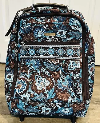 Vera Bradley 20  Rolling Carry-On Suitcase Luggage Java Blue EUC Style 4020 • $94.34