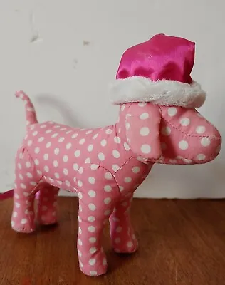 PINK Victoria Secret Plush Polka Dot Christmas Hat Dog • $14.99