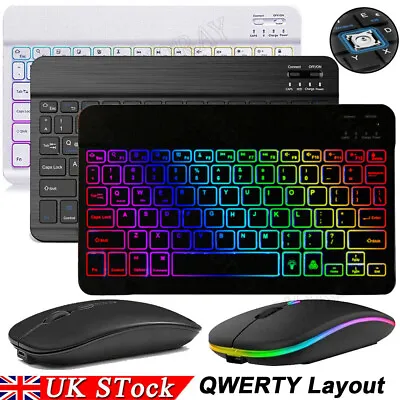 10  Wireless Bluetooth Keyboard Mouse For IOS Mac IPad IPhone Android Tablet PC • £17.99