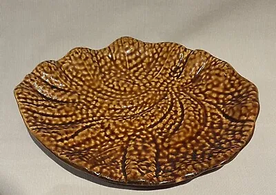 Majolica  Begonia Leaf Plate 8-1/2 X 10-1/2  Brown  Unmarked • $14.99