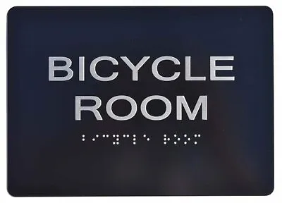 Bicycle Room Sign With Braille And Raised Letters Black (Aluminum 5x7) • $14.99